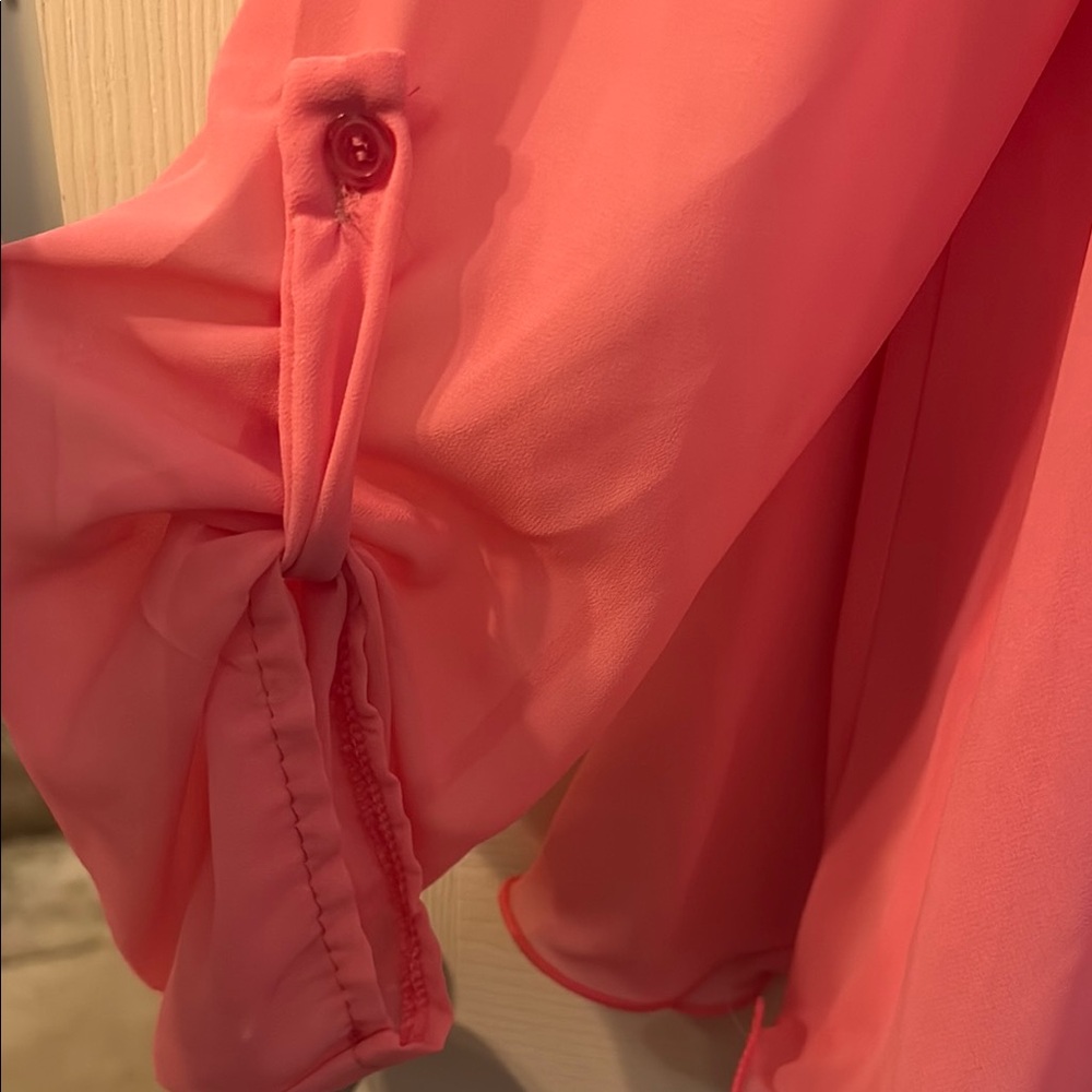 Pink Ruffled 3/4 Sleeve Boxy Blouse - Picture 2 of 10